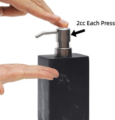 Набір дозатора для мила в ванну кімнату, чорний та білий, стиль мармуру, з нержавіючою срібною помпою, декоративний дозатор для рідкого мила та лосьйону, багаторазовий, квадратний, для кухні, 450 мл