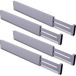 Utoplike Bamboo Adjustable Drawer Divider (4-pack), Large Drawer Organizer with Spring-loaded for Clothes, Cutlery, Utensils in Kitchen, Bathroom, Bedroom, Baby Drawer, (Gray, coarse)