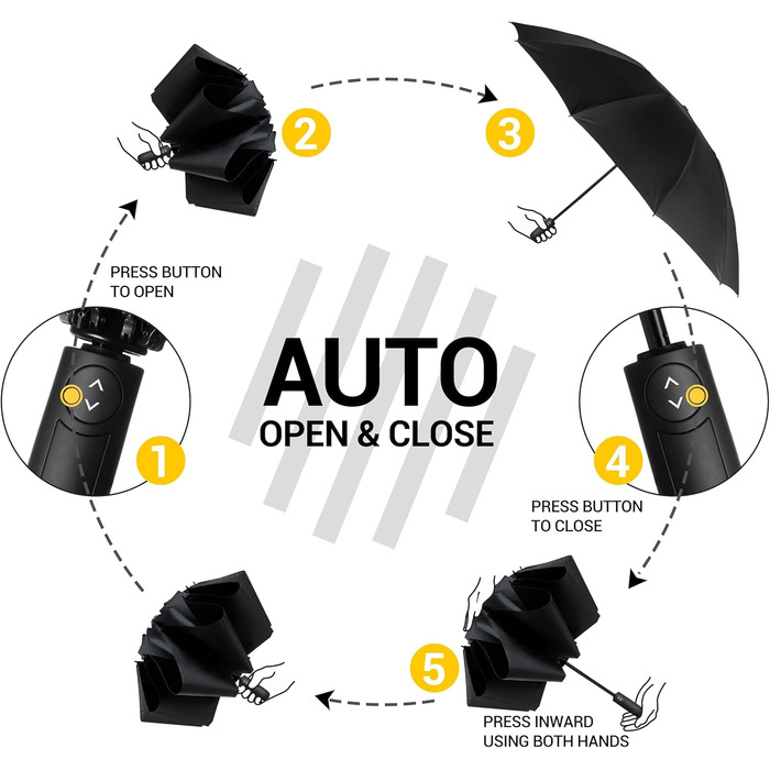 Чоловічий складаний парасоль від дощу Conlun Kompakter, штормостійкий, 127 см, чорний