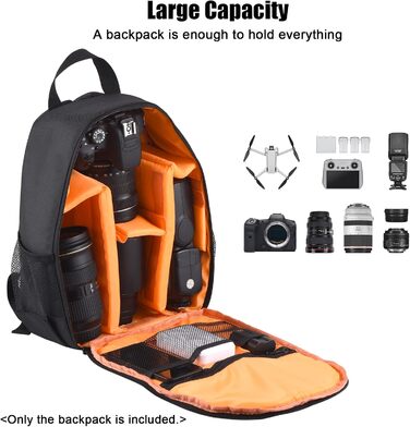 Рюкзак для камери Andoer Outdoor, водонепроникний, ударостійкий, сірий - сумісний з Sony, Canon, Nikon DSLR/SLR/Mirrorless