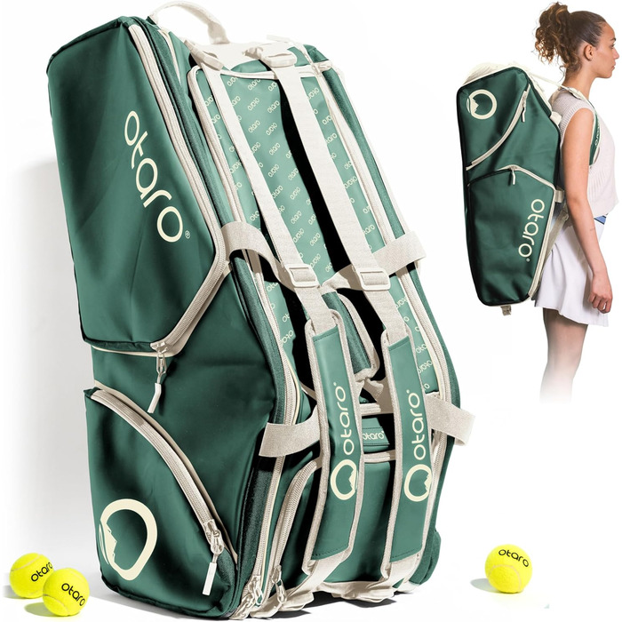 Otaro 82L Premium Tennis Bag | Badminton, Padel & Squash Racket Bag | Unisex Tennis Backpack for Men & Women, Coaches - Green