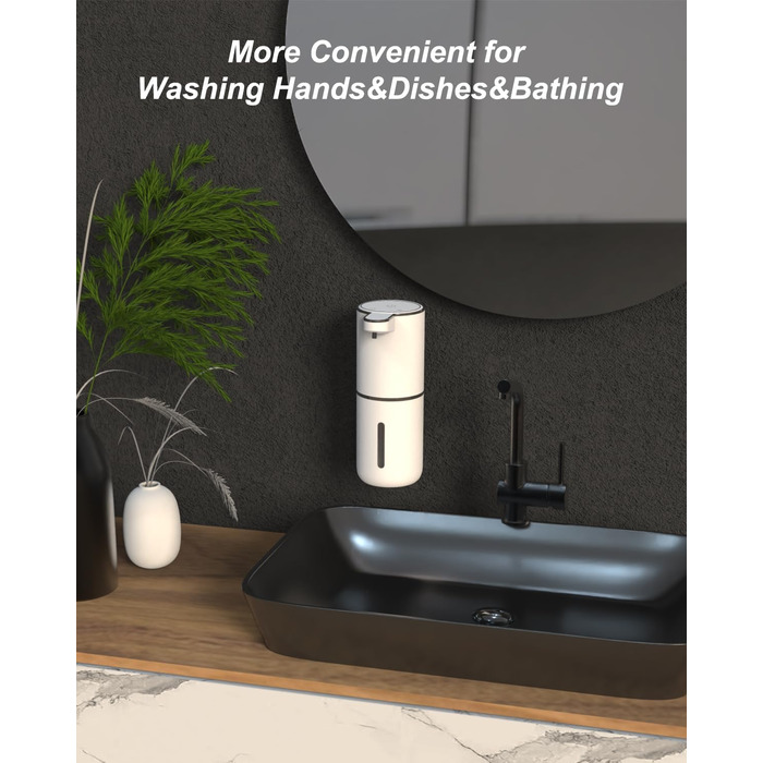 Автоматичний диспенсер для мила Dalugo USB-C, електричний сенсорний дозатор мила з 4 рівнями регулювання, для кухні та ванної кімнати, білий