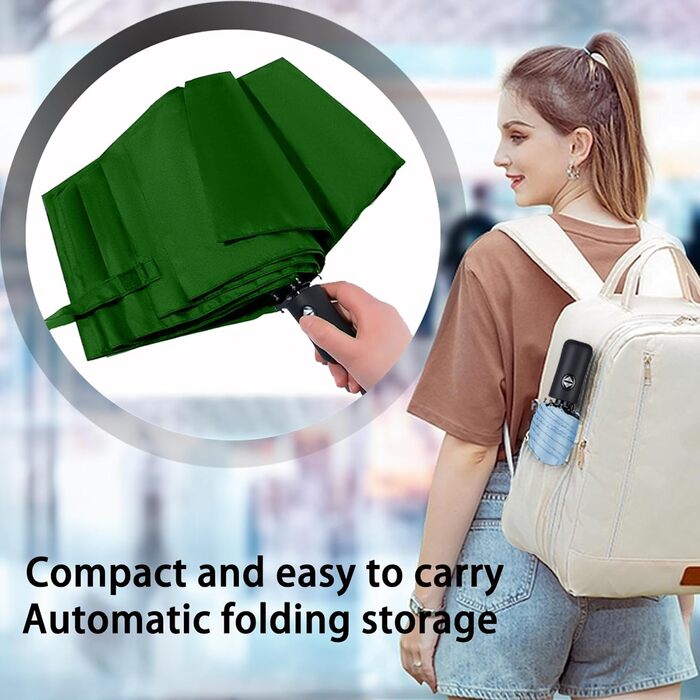 Вітростійкий туристичний парасолька SIEPASA, компактний автоматичний парасолька для подорожей, маленький та портативний