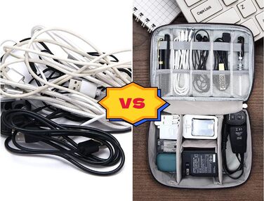 Органайзер для кабелів LTLSZRN, сірий: зручна сумка-організатор для подорожей