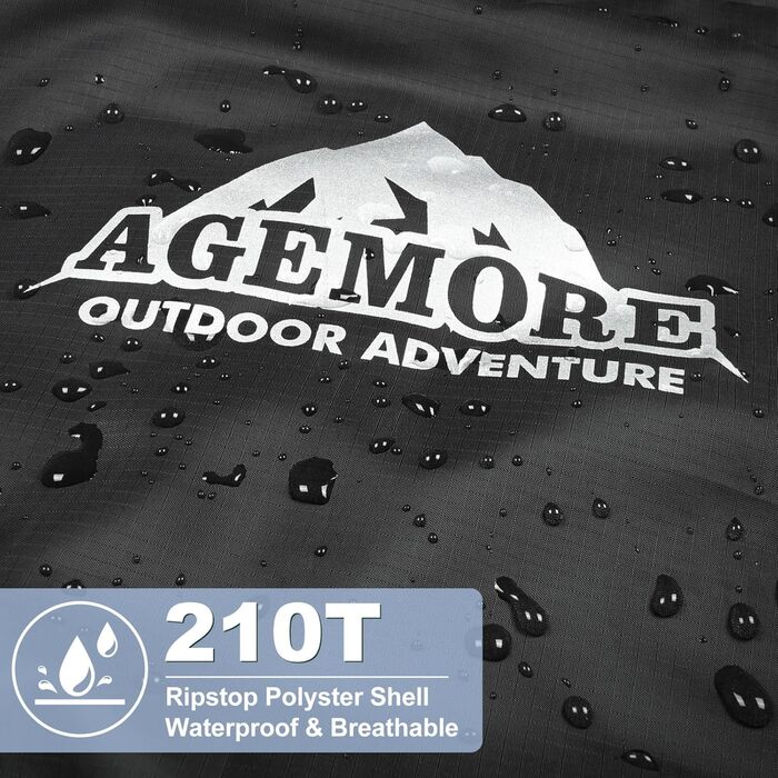 Спальний мішок Baumwoll-Flanell для дорослих: легкий, водонепроникний, 100% бавовна. Ідеально для кемпінгу, подорожей та відпочинку на природі (чорний / синій)