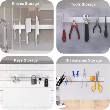 Ninonly Magnetic Knife Rail No Drilling Magnetic Knife Rail for Knives 40cm (16 inch) Self-Adhesive Magnetic Knife Strip Magnetic Knife Holder Wall Mount for Knives Kitchen Utensils Tools