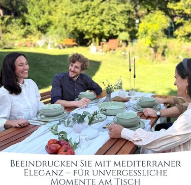 Набір посуду Steingut Rustic 24 шт. для 6 осіб: м'ятно-зелений сервіз Pure Living (м'ятний колір, сільський стиль)