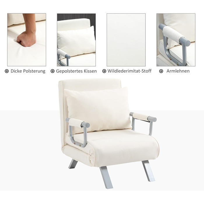 HOMCOM Convertible Sofa Bed with Adjustable Backrest