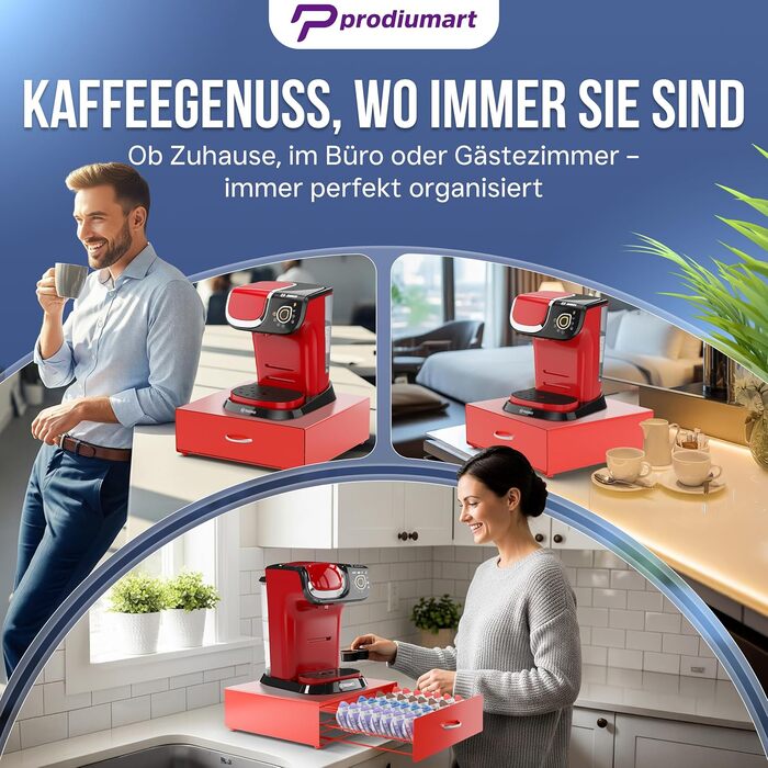 Тримач для капсул Tassimo Prodiumart – елегантний диспенсер на 64 капсули (червоний)