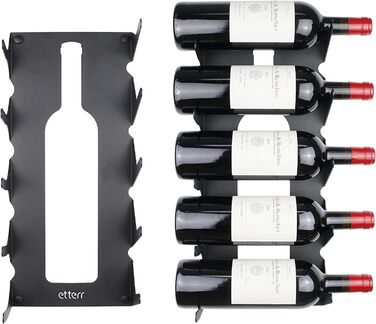 Steel wine rack for all types of wines, with wall mount and decorative trim. (2 x Black)