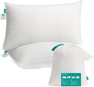 SONGMICS Pillow Set of 4, 50 x 70 cm, 800g Filling, Soft Brushed Polyester Cover, Pillow, Machine Washable at 60°, with Storage Bag, Cloud White TBP006W04