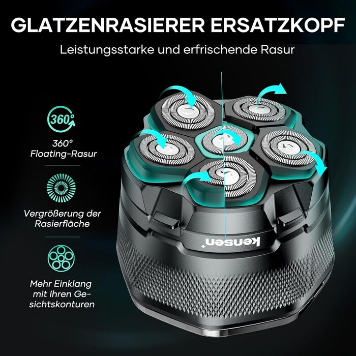 Електричний гострозуб гострозуб для чоловіків Gltzen, водонепроникний, USB-C, магнітна головка, легкий у чищенні, час роботи 160 хвилин