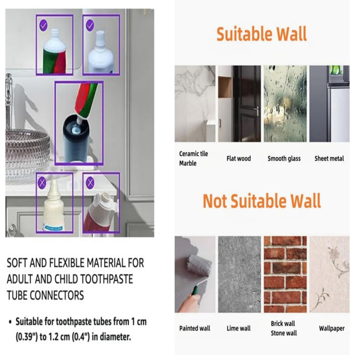 Toothbrush holder without drilling, wall mount, bathroom shelf, with 1 automatic toothpaste dispenser, 6 brush hooks, 1 cosmetic drawer, organizer, and ample storage space (1 dispenser + 3 cups) (1 Dispenser)