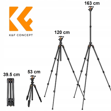 Штатив K&F Concept з кріпленням K09.101V1 K234A0+BH-28L, 163 см, чорний