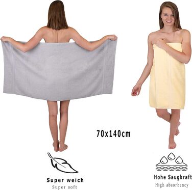 Betz 10-Piece Towel Set Gold Color Beige & Silver Gray, Quality 600 g/m², 2 Shower Towels 70 x 140 cm, 4 Hand Towels 50 x 100 cm, and 4 Washcloths 30 x 30 cm