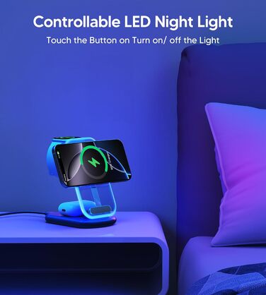 Бездротова зарядка MagSafe 3-в-1 для iPhone, Apple Watch та AirPods, сумісна з iPhone 16/15/14/13/12 Plus/Pro Max