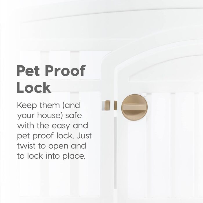 Клітка для собак IRIS USA 586690, пластикова, з дверцятами, 8 панелей, 61 см, біла