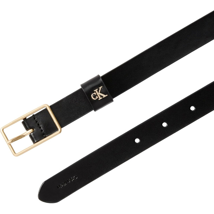 Ремінь жіночий Calvin Klein Square Buckle Loop 2,5 см з логотипом 110 Black (Чорний / Античне світле золото)