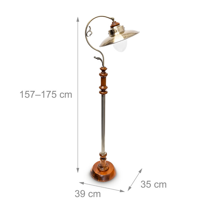 Relaxdays Standing Lamp, Art Nouveau Design, Brass