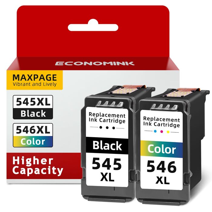 Комплект картриджів Economink 545 546 XL для принтерів Canon PIXMA TS3300, TS3150, TS3350, TS3400, TS4500 (PG-545XL чорний, CL-546XL кольоровий), сумісні