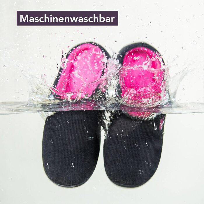 В'язані домашні тапочки VeraCosy для жінок, двоколірні, м'які, зручні, з піною Memory, антиковзкі, чорно-фуксія, 38/39 EU