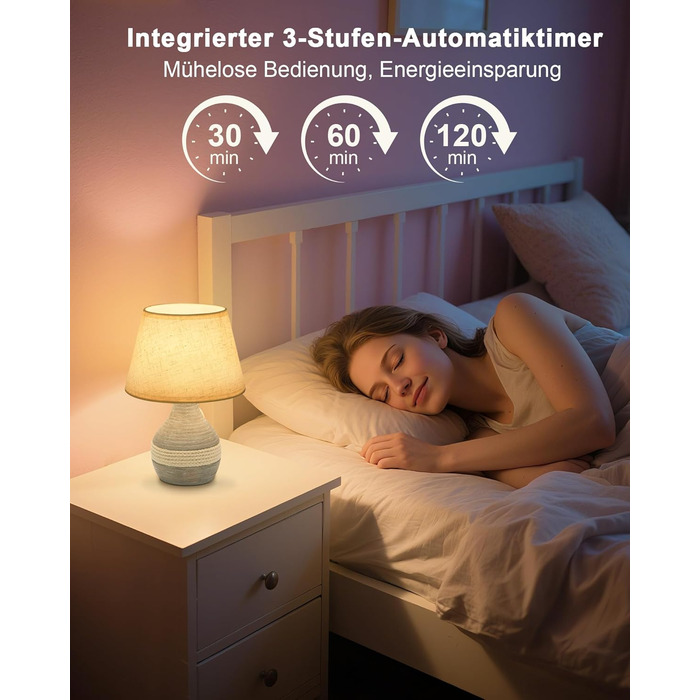 Бездротова керамічна настільна лампа з таймером, димером, лляним абажуром, пультом дистанційного керування, акумуляторна, в стилі Mid Century Modern