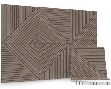 Акустичні панелі JBER (6 шт), самоклеючі звукопоглинаючі стінові панелі для офісу, студії та дому, 180 x 120 см, колір світкий горіх (тик)