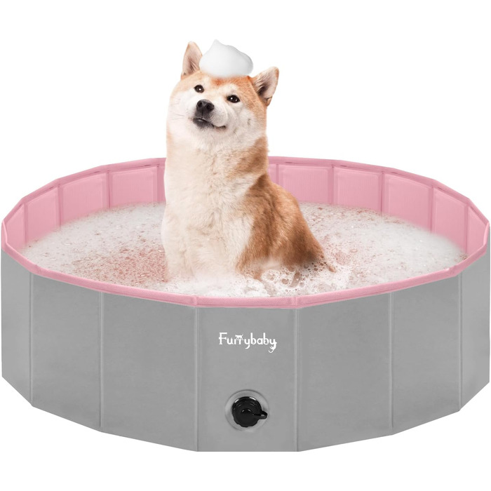 Foldable Dog Pool for Dogs, Dog Cushion Pool, Portable, for Dog Bathing, Plastic, Large, Hard, Kiddie Pool (Pink, 100 x 30 cm)