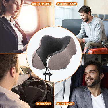 Подушка для шиї у вигляді годівниці, для подорожей, авто, офісу, дому, з Memory Foam, м'який велюровий чохол (Світло-рожевий)
