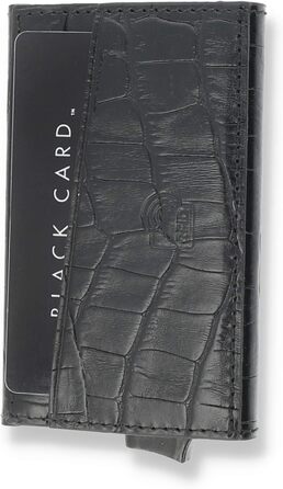 Кредитне картхолдер Solo Pelle Mech | Шкіряний картхолдер з RFID захистом | Чорний крокодил