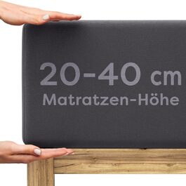 Простиня на резинці Wolkenfeld для бокс-спрінг ліжка 180x200-200x220 см, до 40 см, преміум бавовна, антрацит
