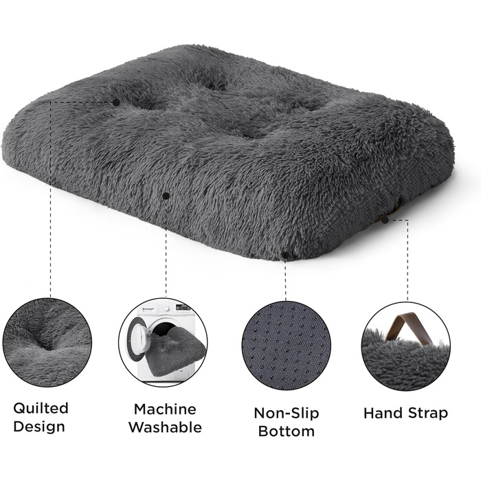 М'яке ліжко для собак BEDSURE великих порід - 104x69x8 см, миється, з антиковзною основою, темно-сірий