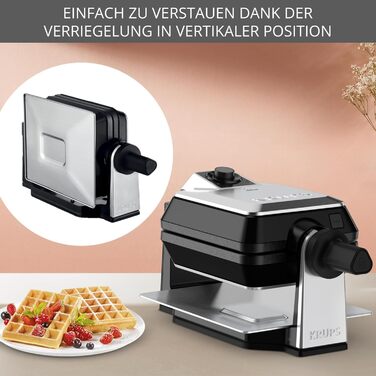 Вафельниця Krups FDD95D Professionelles: 1200W, 2 бельгійські вафлі, 7 рівнів підсмажування, чорний колір