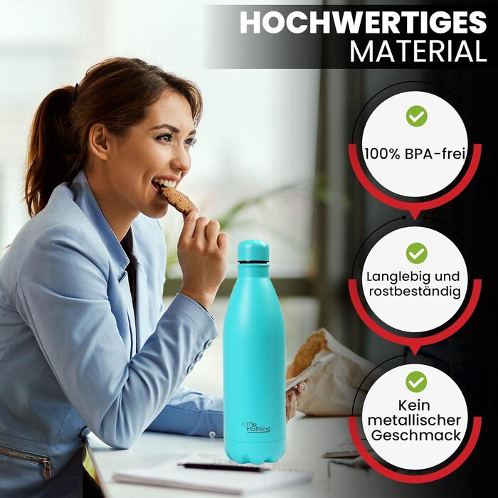 Термос-пляшка з нержавіючої сталі Otto Koning, 1000 мл, подвійні стінки, вакуумна ізоляція, BPA-free, зелений