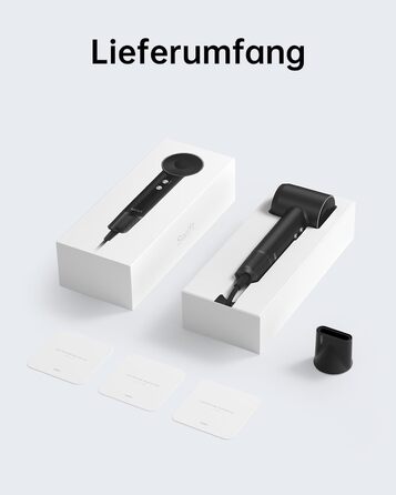 Фен Laifen з іонізацією 200 млн негативних іонів, 110 000 об/хв, для швидкого сушіння, безщітковий мотор, тихий, з магнітною насадкою (Swift, Чорний)