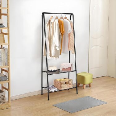 Стійка для одягу на коліщатках, чорна - для зберігання одягу