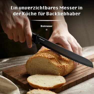 Набір кухонних ножів Messerblock Set, 8 предметів: ножі, ножиці, підставка для ножів. Ідеально для нарізання м'яса та овочів. Прозора підставка.