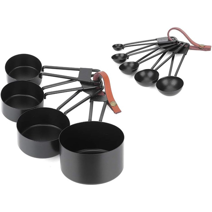 9-Piece Black Measuring Cup Set, Coffee Spoon with Scale for Kitchen and Cooking Utensils, Measuring Cups, Measuring Spoons, and Measuring Cups. Measuring Cups, Measuring Cups (black)