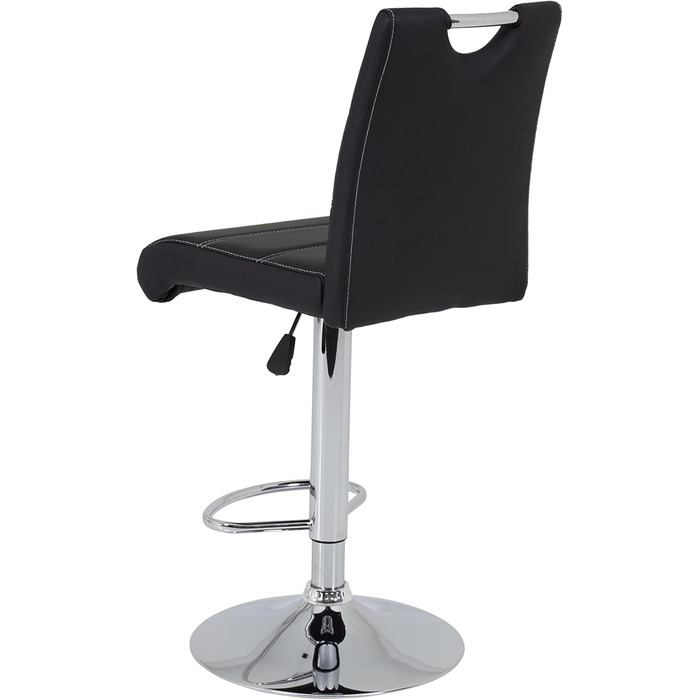 Miranda Bar Stool - Adjustable Height, 360° Swivel, Faux Leather - Black