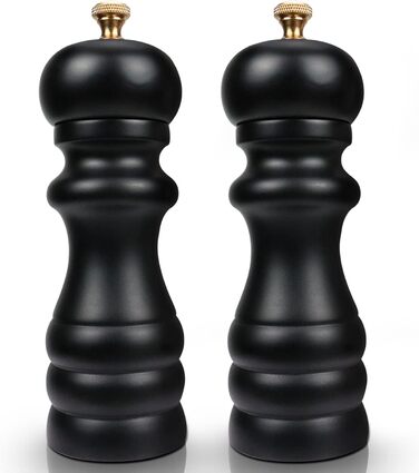 Набір з 2 мельниць для солі та перцю (чорний + білий) - ручні, дерев'яні, для солі, перцю, чилі