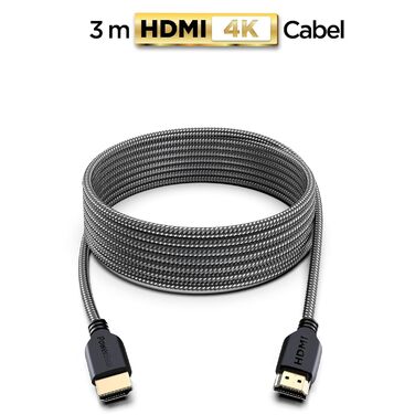 Кабель HDMI PowerBear 4K 3 м | Висока швидкість, нейлонова обплітання, золоті конектори, 4K@60Hz, Ultra HD, 2K, 1080p, ARC & CL3, для ноутбука, монітора, PS5, PS4, Xbox One, Fire TV, Apple TV та іншого