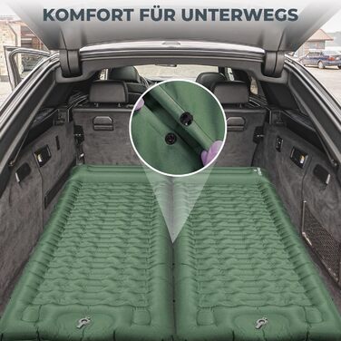 Isomatte Ultraleicht 12 см, складана з інтегрованим насосом та подушкою – килимок для кемпінгу, автомобільна матрац, повітряна матрац, зелений