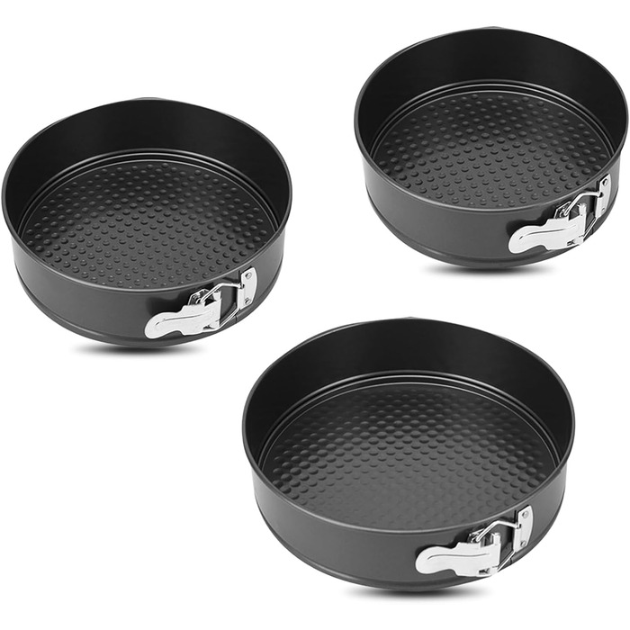 Набір форм для випікання QKNOSM (3 шт.) - діаметр 20/22/24 см, знімний дно, антипригарне покриття, з плоским дном, для пирогів та тортів