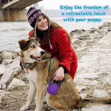 МігооПет Леєчка для собак, міцна, рулетка, 4.6 м, 2 розміри, для собак маленьких та великих порід (до 45/115 кг), Small/Medium, (Medium/Large (упаковка 1), фіолетова)