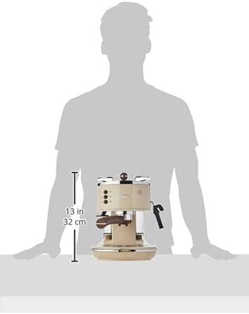 Кавомашина еспресо De'Longhi Icona Vintage ECOV 311.BG – ретро дизайн, ручний капучинатор, для кави та ESE Pads, об'єм 1,4 л, бежевий колір