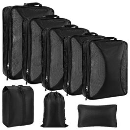 Органайзер для валізи KiwiPower, 8 шт. – комплект компресійних кубиків для одягу, чорний