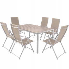 Комплект садових меблів Focus Garden, метал, срібний, 7 предметів