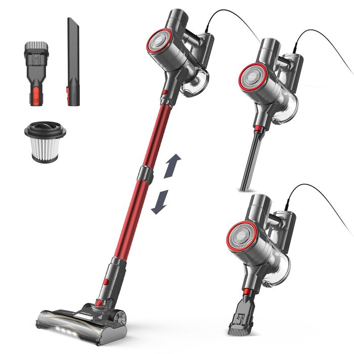 Пилгопоглинач Scarlet 6-в-1: вертикальний та ручний, без мішка, потужність 600W, 23kPa, 6м кабель, для твердих поверхонь та килимів