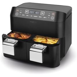 MAXXMEE аерофритюрниця з двома кошиками 7,6 л, цифрова, 2400 Вт, 6 програм, одночасне приготування двох страв