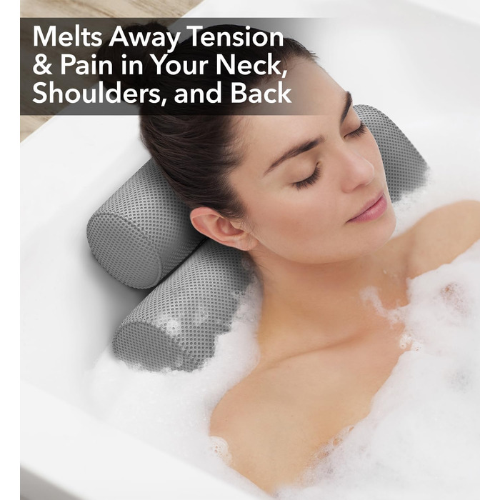 Everlasting Comfort Luxury Bath Pillow - Head, Neck, and Back Support Cushion for Bathtub, Spa, and Soaking